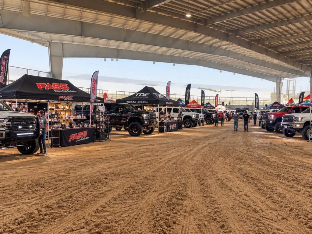 Concept rendering of vendor tents and show trucks in the covered outdoor arena